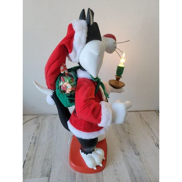 Looney Tunes Sylvester cat animated 1997 motionette Xmas Santa - Picture 9 of 16